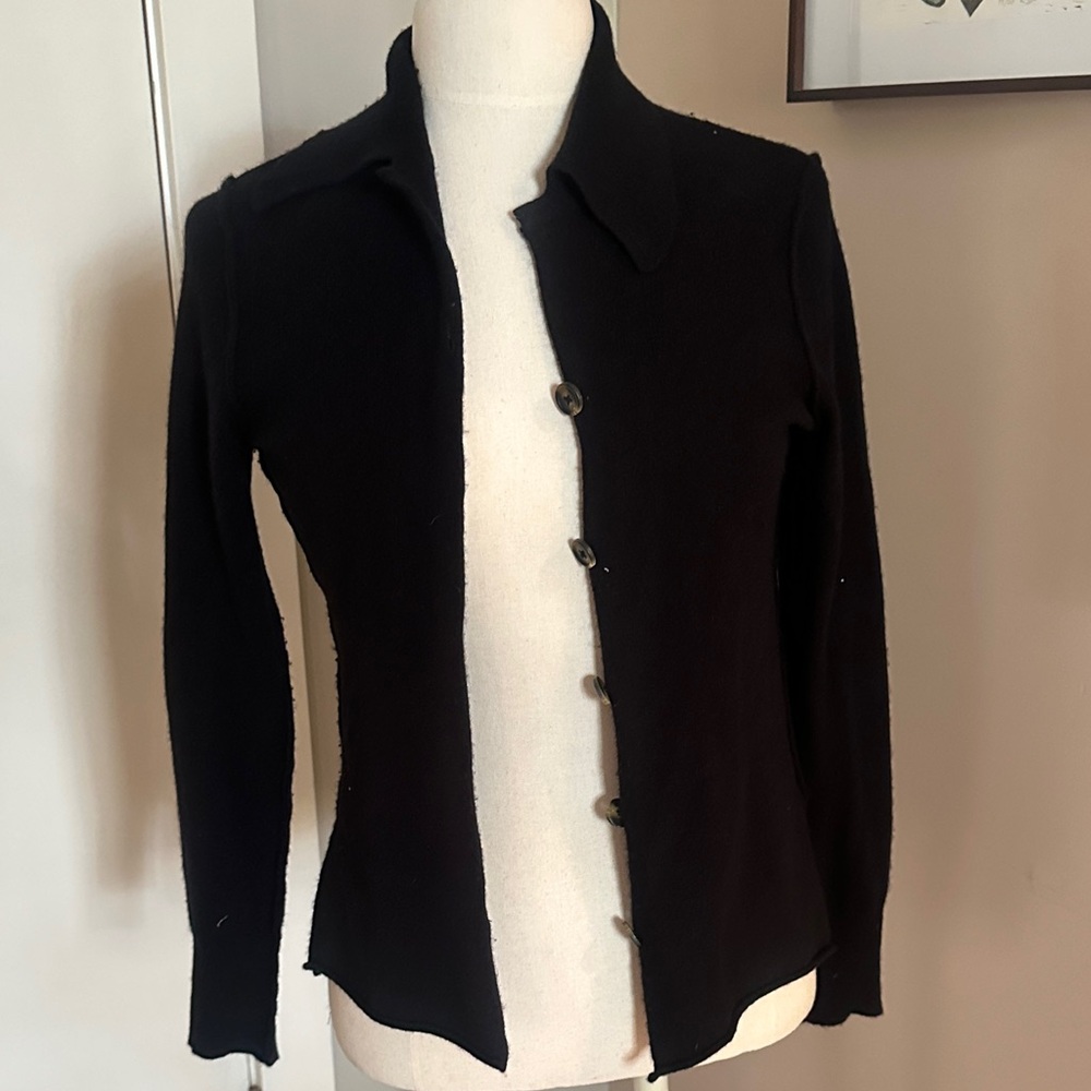 Black Button-Up Cashmere Cardigan